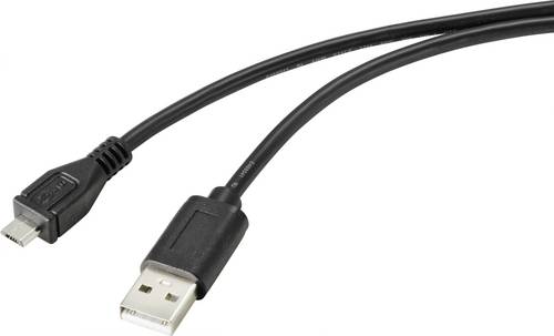 Renkforce USB-Kabel USB 2.0 USB-A Stecker, USB-Micro-B Stecker 2.00m Schwarz mit antimikrobieller Oberfläche RF-4716836