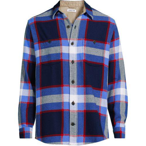 Winter-Flanellhemd, Herren, size: regular, Blau, Baumwolle, by Lands' End