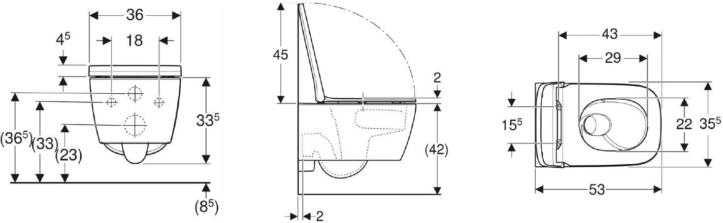 Geberit iCon Set Wand-WC Tiefspüler geschlossenes Design, TurboFlush, mit WC-Sitz, Badkeramik, 503.162.00.8, weiß mit keratect - weiß mit keratect