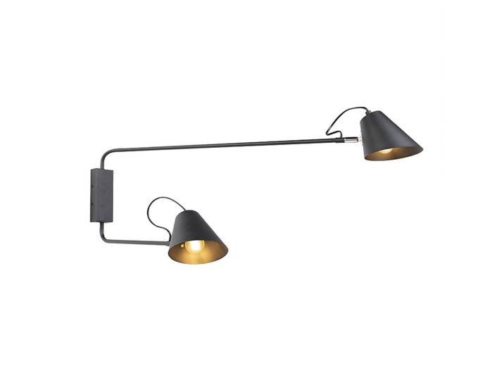 Moderne wandlamp zwart 2-lichts verstelbaar - Lune