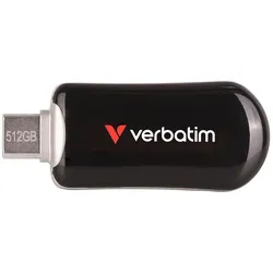 Verbatim Plectra Black 512GB USB-C Flash Drive 30227 (512 GB, USB-C), USB Stick, Schwarz, Grau, Silber