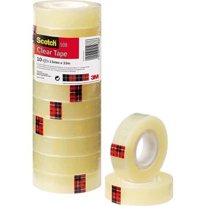 Scotch Klebeband 508, Clear Tape, 15mm x 33m, kristallklar, Kern-Ø 26mm, 10 Stück