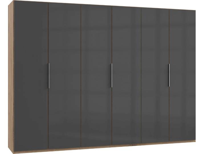 Kleiderschrank, Grau, 300x216x58 cm, Spanplatte, 6 Türen Mit Glas, Modern, Wimex