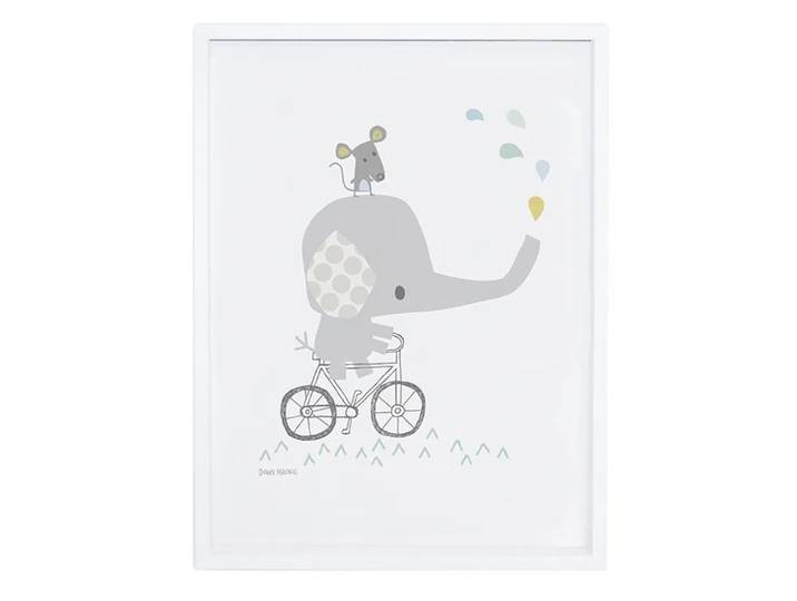 Poster Elefant & Maus mit Rahmen