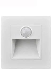 Inspire Select Smart Motion Sensor Recessed LED Stair Light Indoor Outdoor Wall Step Footlight For Hallway, Bedroom & Staircase white square