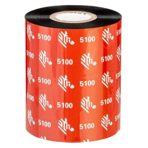 Zebra Resin Ribbon, 60mmx450m (2.36inx1476ft), 5100, Premium, 25mm (1in) core, 6/box (05100BK06045)
