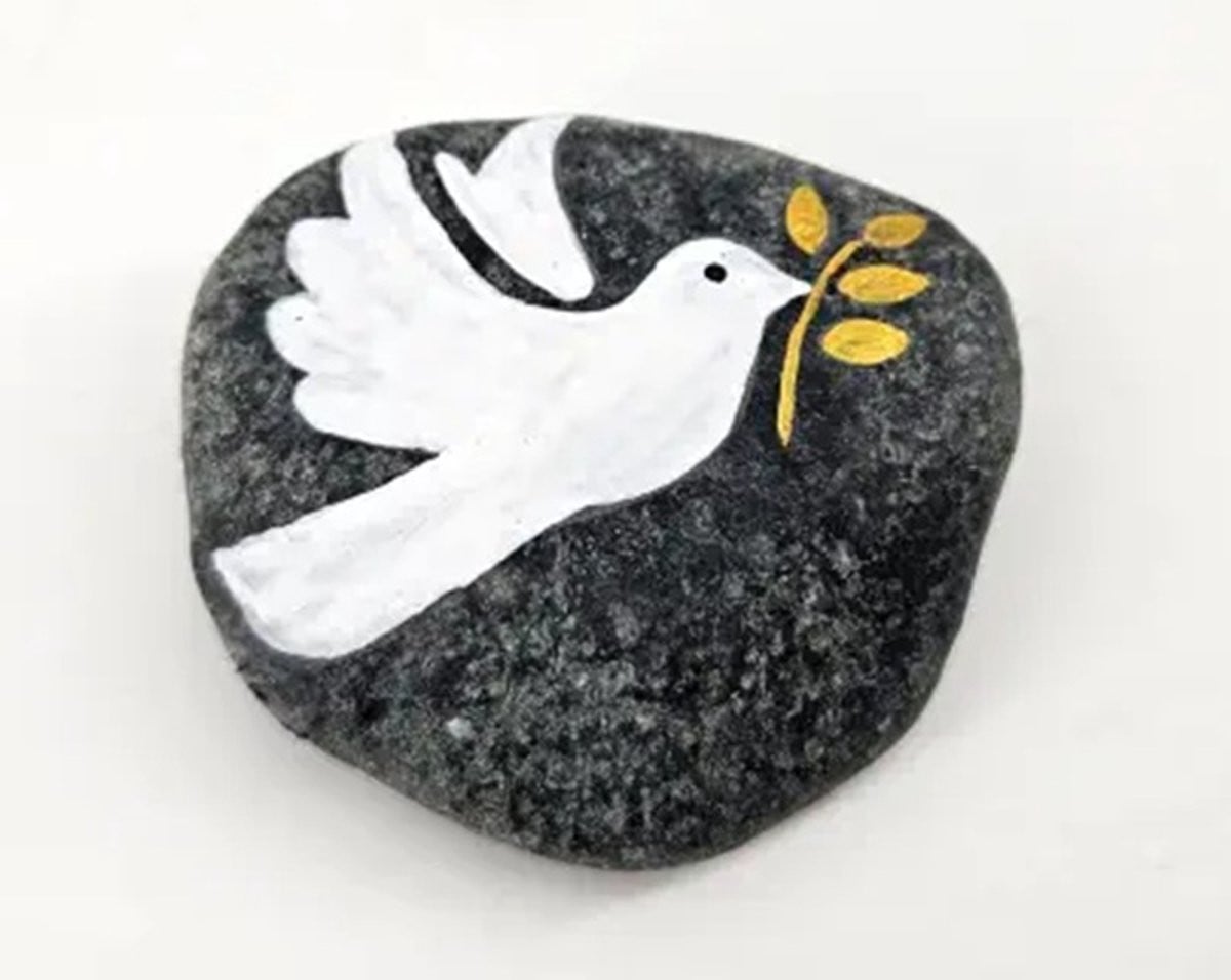 Kleine stenen vogel grijs 1,5 x 7 cm