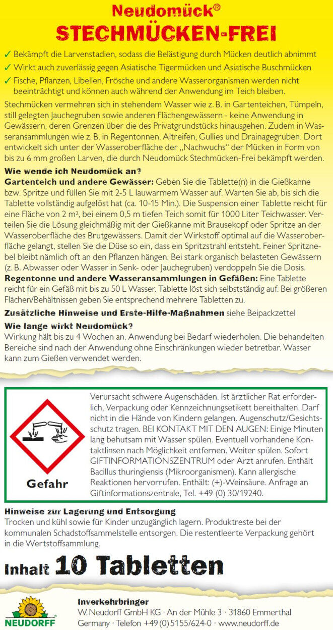 Neudorff Stechmückenfrei 10 Tabletten