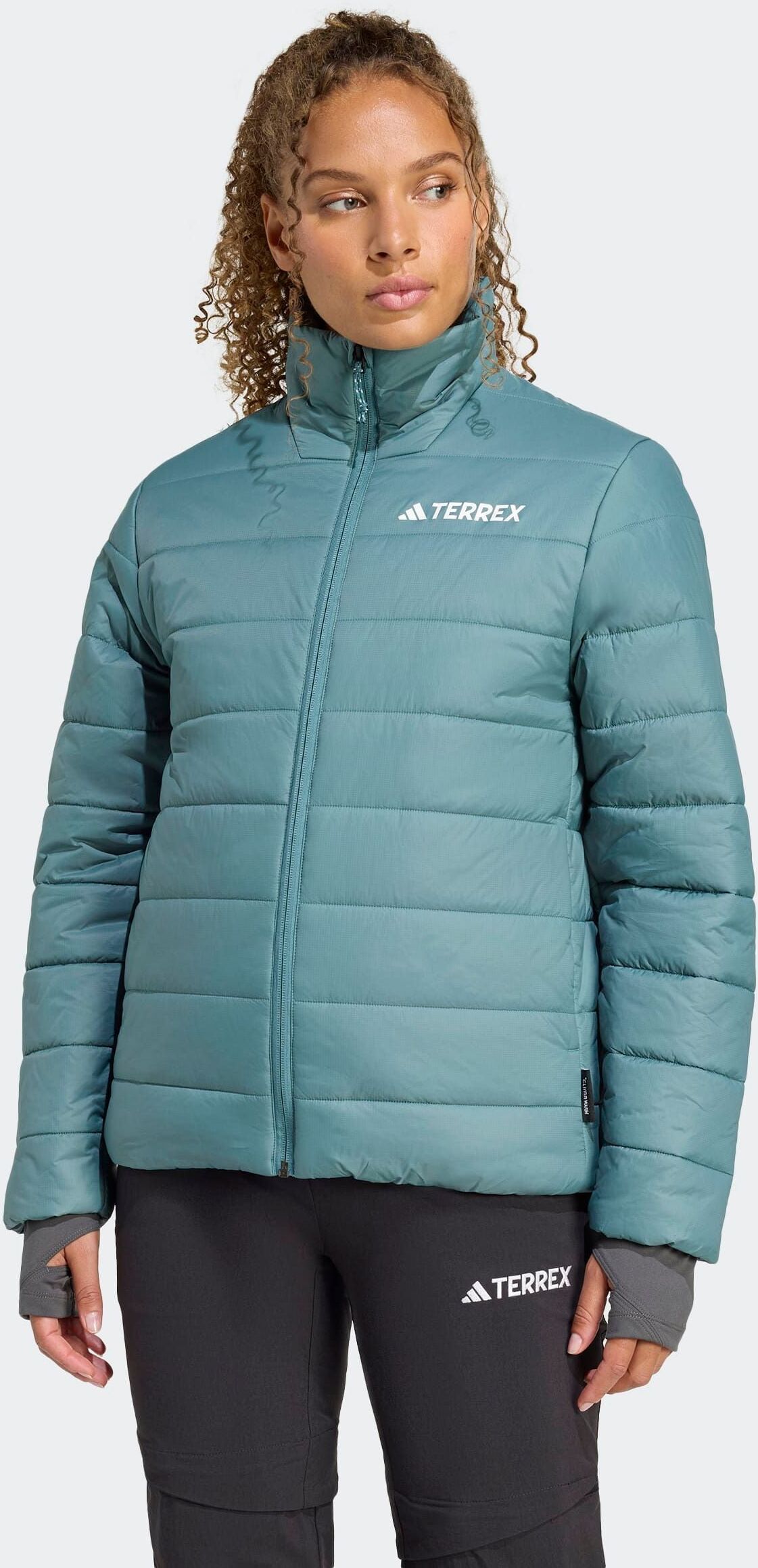 Steppjacke ADIDAS TERREX "MULTI ESSENTIALS", Damen, Gr. L, blau (preloved teal), Obermaterial: 100% Polyamid, Jacken Steppjacke