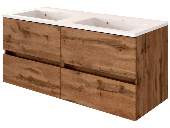 Waschtisch WELLTIME Baabe , braun (eiche, weiß), B:120cm H:55cm, Waschtische, Waschtisch, Breite 120 cm