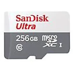 Sandisk Ultra Lite microSDXC Ad. 256GB 100MB/s (256 GB, microSDXC, U1, UHS-I), Speicherkarte, Rot, Grau