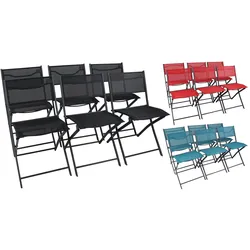 VCM 6er Set Klappstuhl Metall mit Textilene Bezug, Gartenstuhl klappbar, platzsparend, wetterbeständig, Balkonstuhl oder Terrasse, Outdoor Sumila