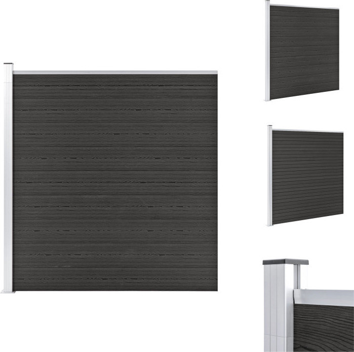 vidaXL Tuinhek van composietmateriaal (WPC), grijs, 175 x 186 cm - Paneelhekwerk