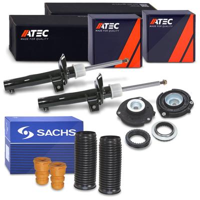 Atec 2x Stoßdämpfer +Domlager +SACHS Staubschutzsatz vorne [Hersteller-Nr. 41255794] für Audi, Skoda