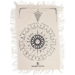 Ancient Witch Pendulum Divination Cloth - Sun Face - Natural & Black