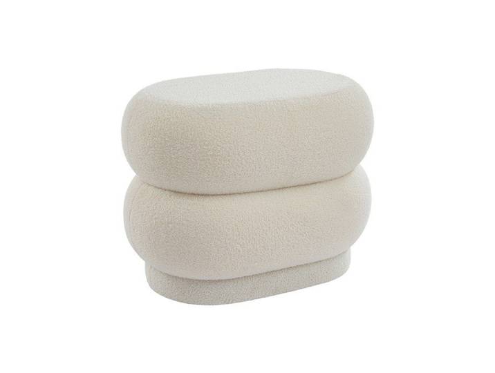 Pouf en tissu bouclette blanc LECINIO