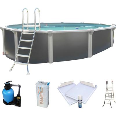 Rundpool KWAD "»Supreme« Design all in Premium Folie", grau (anthrazit, farbe innen: grau), B:360cm H:132cm L:360cm, Schwimmbecken, Rundpool, ØxH: 360x132cm, inkl. Bodenisolationsset