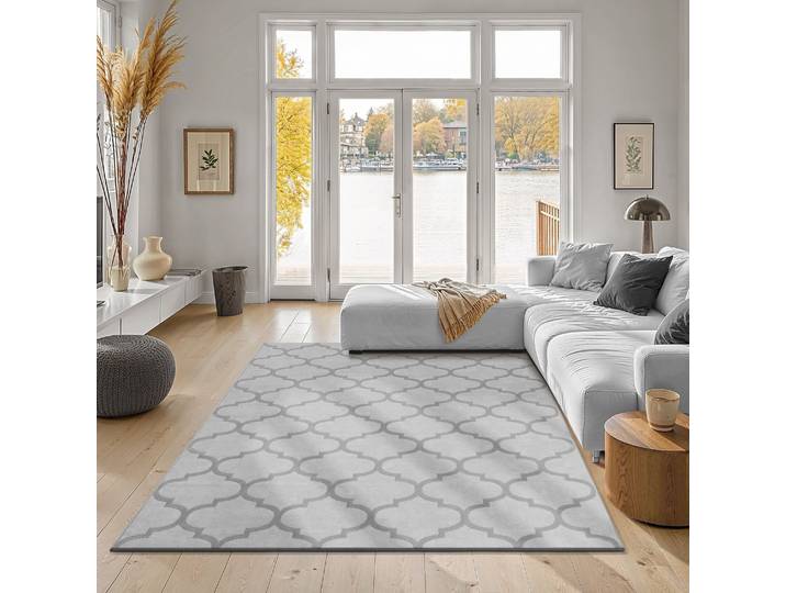 Teppich THE CARPET Knight , grau, B:120cm H:12mm L:170cm, Polyester, Teppiche, Teppich, moderner Wohnzimmer Teppich elegant glänzender Flor