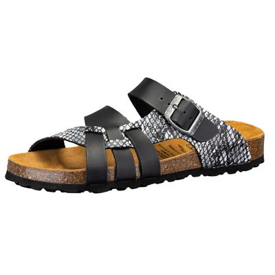 Pantolette LICO "Pantolette Bioline Flora", Damen, Gr. 39, schwarz, Synthetik, Schuhe Pantolette
