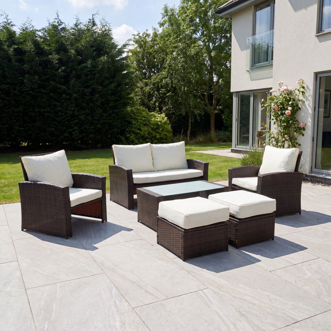 Highland Dunes Dovera 6 Seat Rattan Patio Set Yellow 6