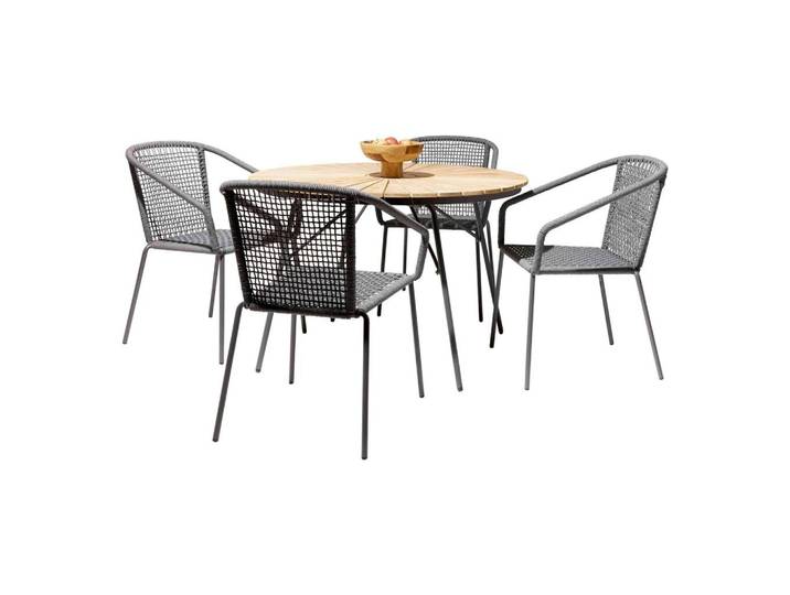 Gartentischgruppe Ellen/Vito 5-teilig, dunkelgrau/Natur