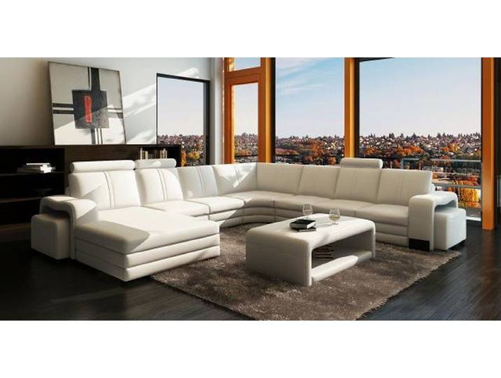 JVmoebel Wohnlandschaft Ecksofa FRANCO aus braunem Kunstleder mit USB-Anschluss, Made in Europa