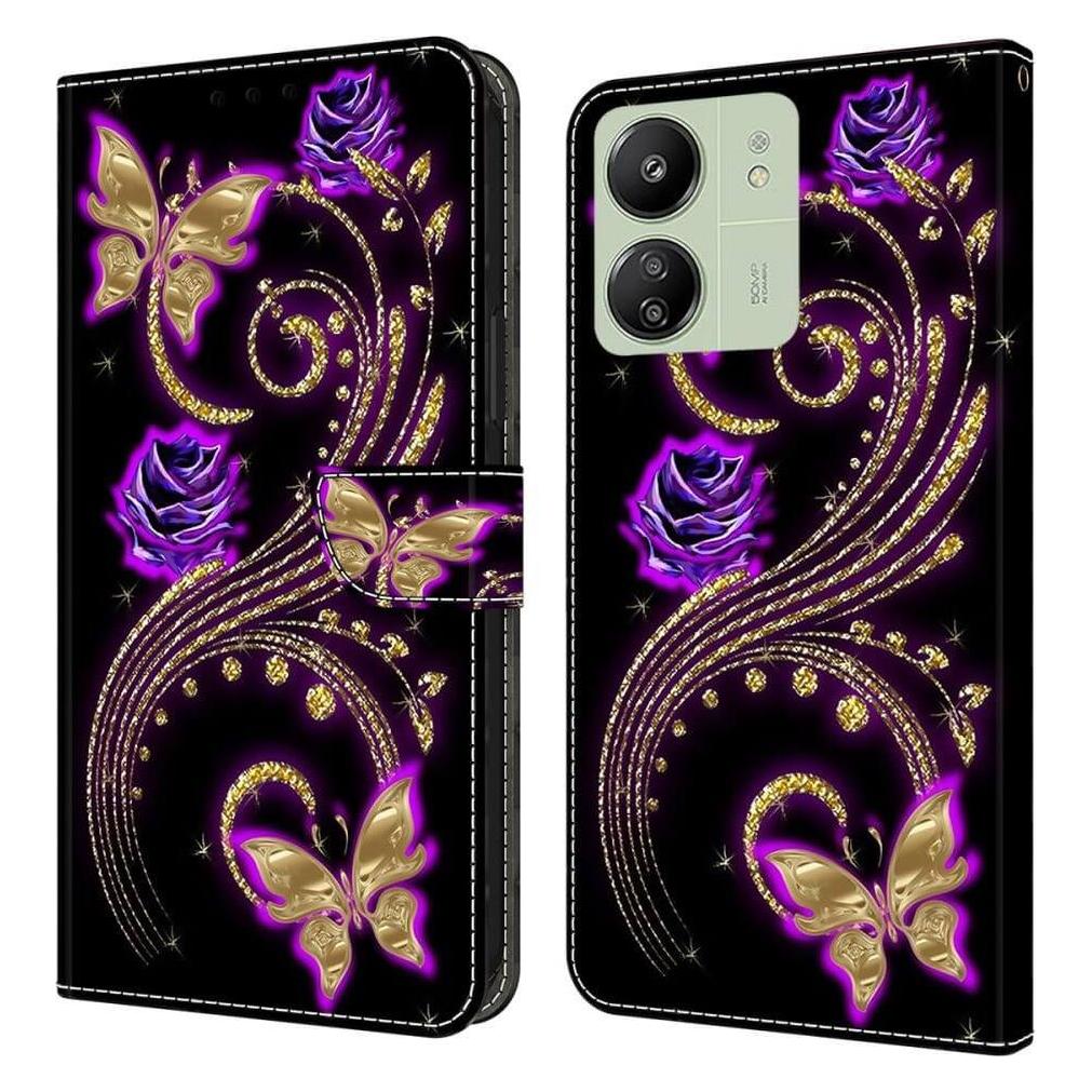 Cover-Discount Xiaomi Poco C65 / Redmi 13C - 3D-Effekt Etui Purple Butterfly (Xiaomi Poco C65, Xiaomi Redmi 13C) (660171407F)