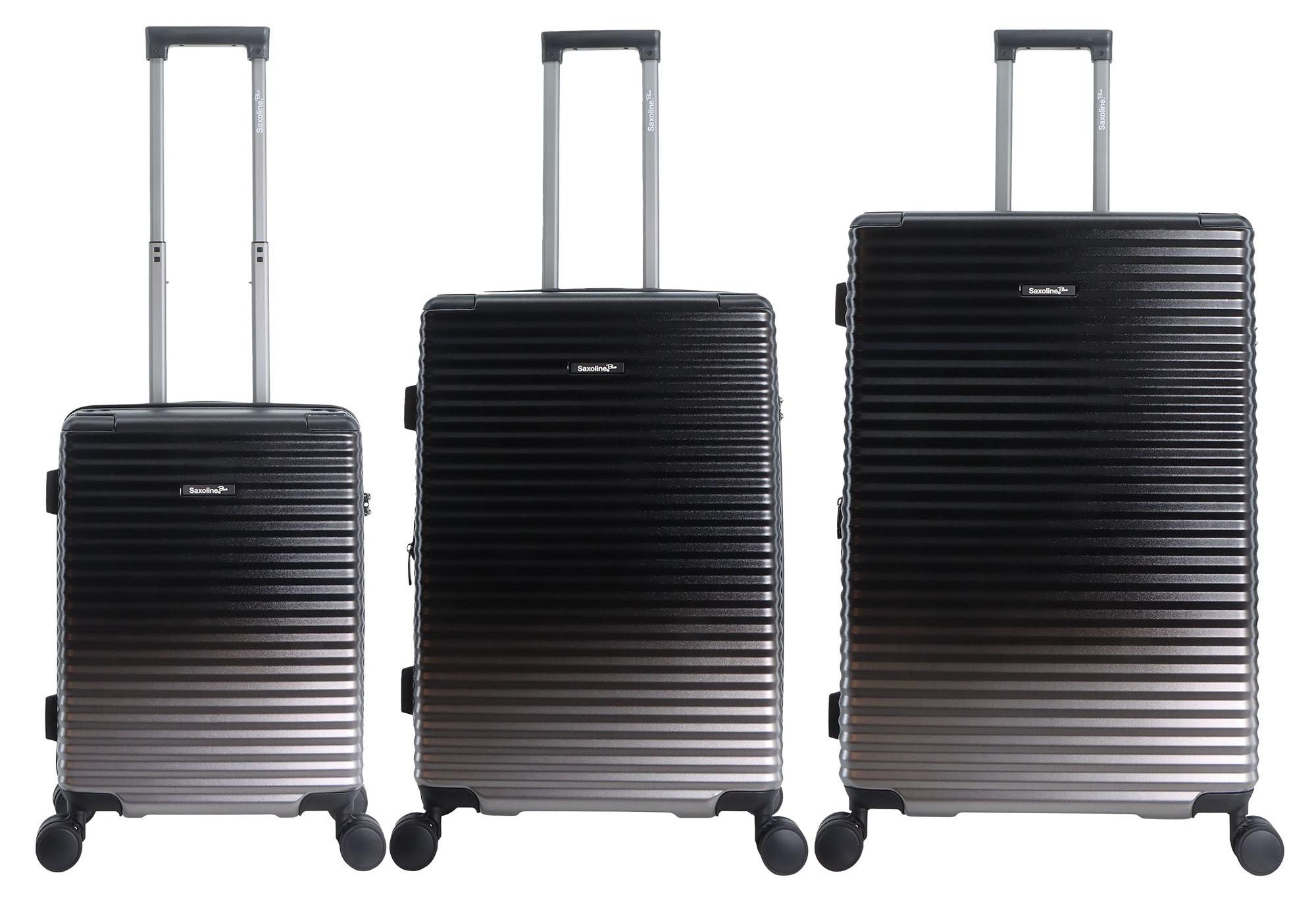 Saxoline Koffer-Set Elite mit Trolleysystem und Doppelrollen Black One Size