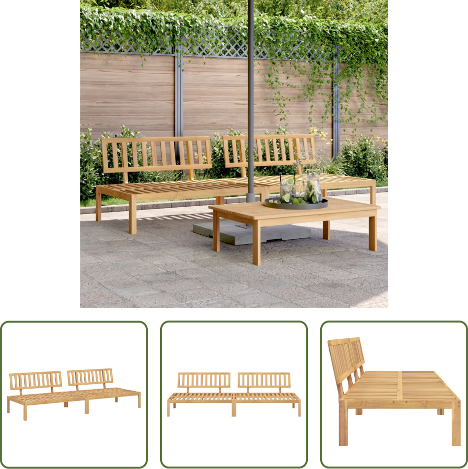 The Living Store Garten-Mittelsofas aus Paletten 2 Stk. Massivholz Akazie