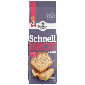 Bauckhof Brotbackmischung Schnellbrot 5-Korn, BIO, glutenfrei, 475 g