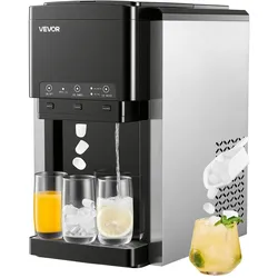 VEVOR Wasserspender mit Eiswürfelbereiter 16 kg/Tag, 3 in 1 Tischwasserspender, 12 Eiswürfel/7 Min. Schnellproduktion mit Vorratsbehälter, Kugeleis/Crushed Ice & Kaltwasser, für Küche Partys