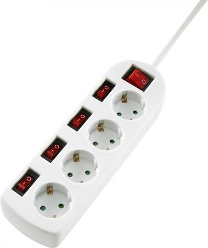 Sygonix SY-4535068 Steckdosenleiste mit Schalter Weiß Schutzkontakt 1St.