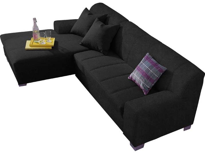 Ecksofa HOME AFFAIRE Anzio, elegant und gemütlich, Breite 239cm, L-Form , schwarz, B:239cm H:75cm T:82cm, Sofas, Ecksofa, wahlweise mit Bettfunktion