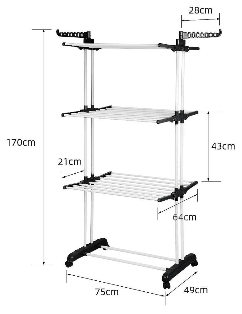 StarTech Opvouwbaar 3-laags Kledingrek - Vrijstaand - RVS - Zwart-wit