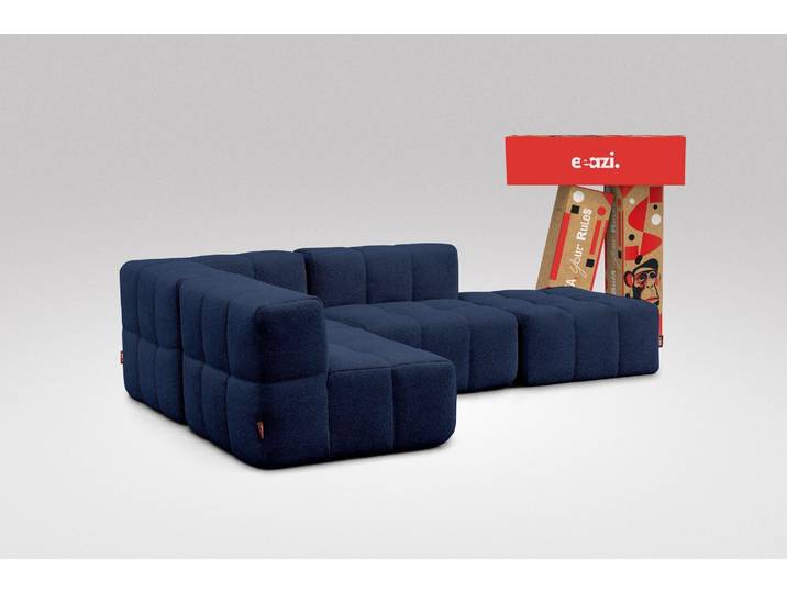 4-tlg. Modulsofa Blau – 1 Eckteil, 2 Mittelteile, 1 Hocker