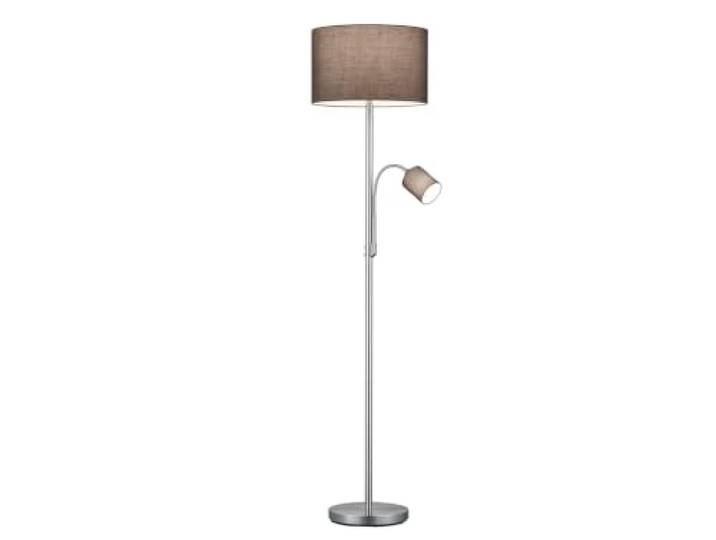 Trio Leuchten Stehleuchte Hotel 403900211, Metall Nickel matt, Stoffschirm Grau, exkl. 1x E27 + 1x E14, 60 watt