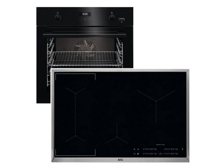 AEG Backofen-Set Backofen SteamBake + Induktionskochfeld 80cm Bridge Hob2Hood Boost, mit Nein