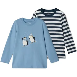 Tchibo - 2 Kinder-Langarmshirts - Jungen - Gr. 122/128 - dunkelblau/print