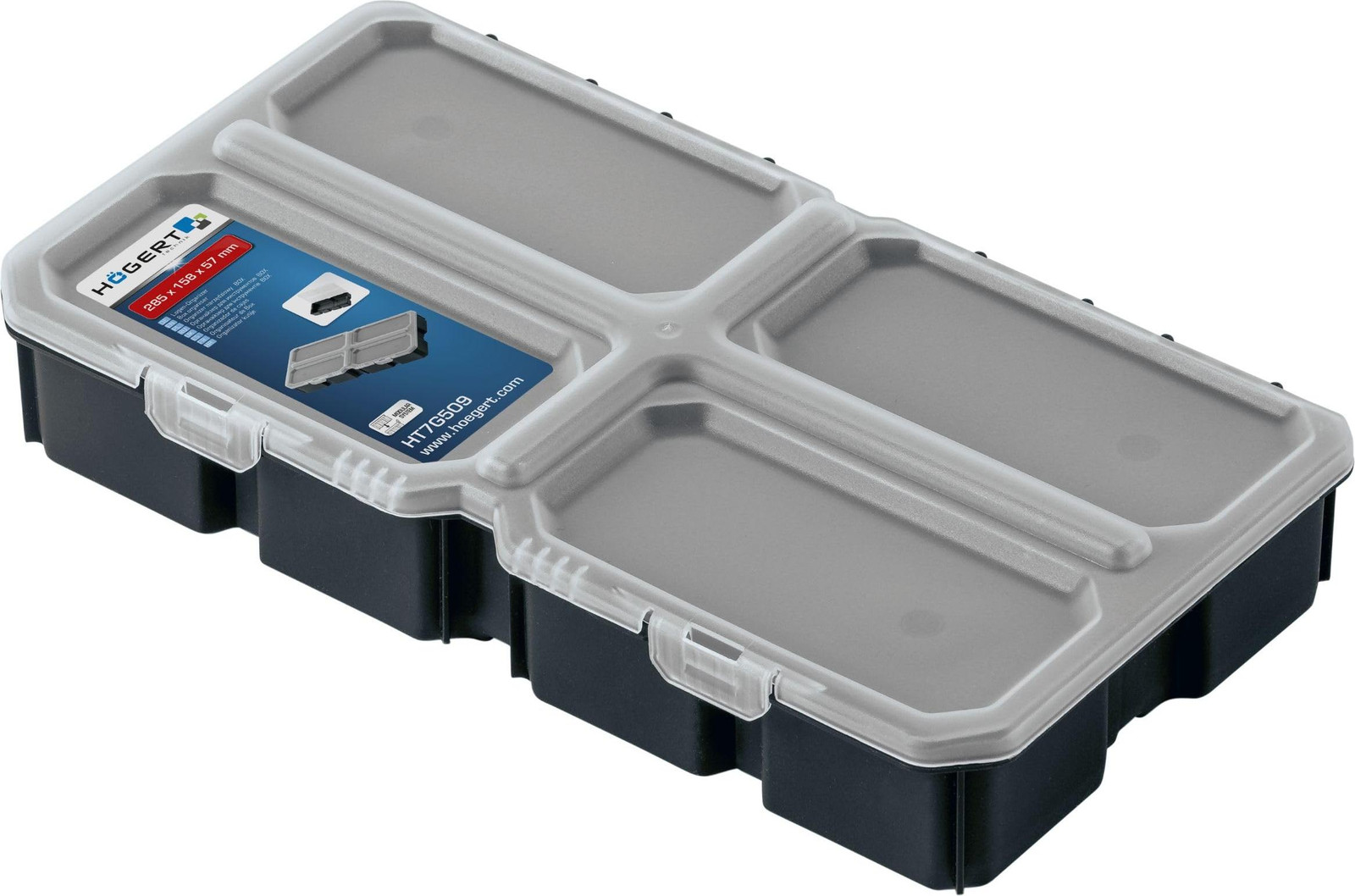 Högert Technik Gereedschapskist met melkachtig deksel voor modulaire kastensystemen