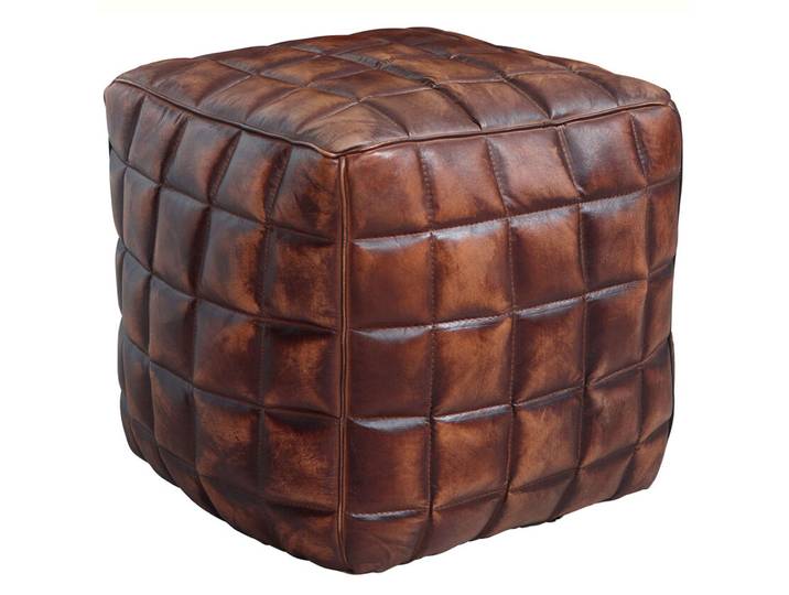 Pouf quadratisch Ziegenleder Braun