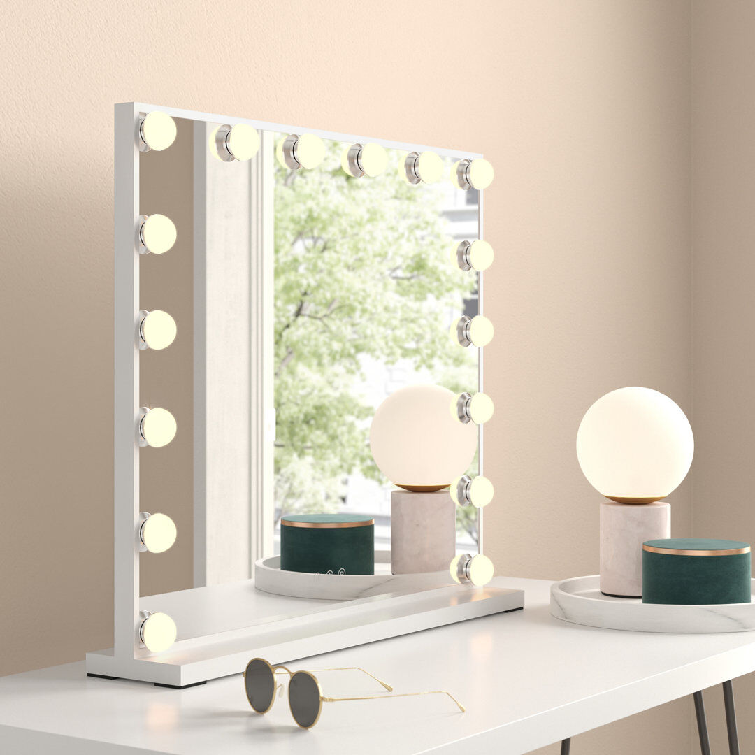 Hykkon Jacey Glass Flat Freestanding Mirror White 54.5cm H X 65cm W X 12cm D