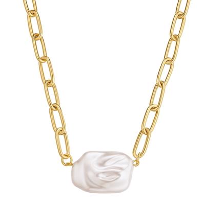 Gliederkette YOKOAMII "Y801", gelb (gelbgold), Halsketten, Damen, 45,0cm Basiskette + 5,0cm Verlängerung, Gliederkette, mit Perle (synth.)