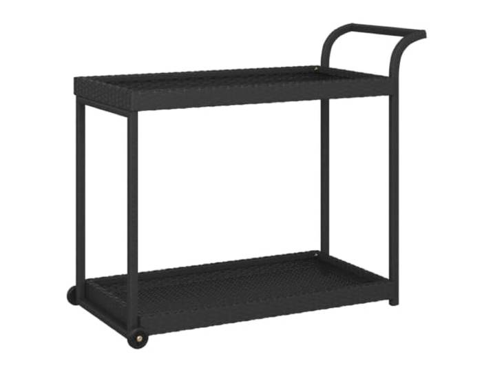 Foknhdi Barwagen Schwarz 100x45x83 cm Servierwagen Rattan Rollwagen Robuster Servierwagen auf 4 Rollen mit viel Stauraum für Snacks und Getränke in Küche, Wohnzimmer oder Terrasse.