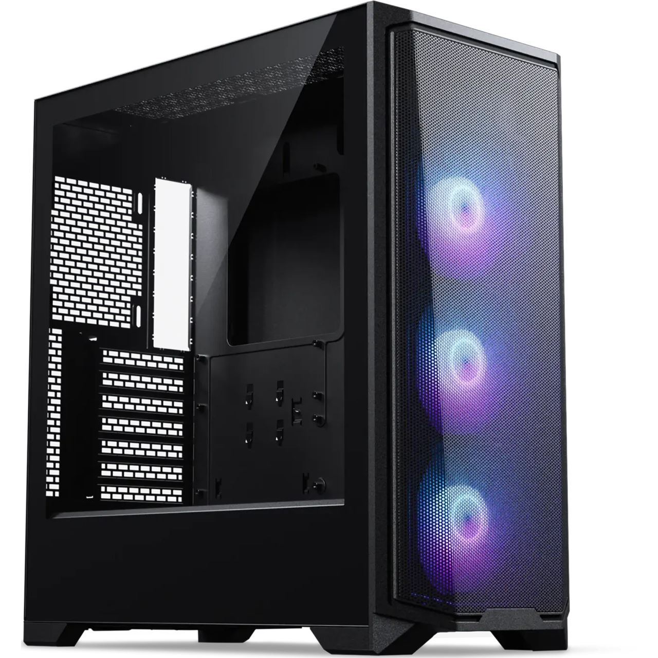 Phanteks Eclipse G370A PC-Gehäuse, Midi-Tower, SSI-EEB, RGB, Tempered Glass - inklusive 3x 120-mm-Lüfter, schwarz