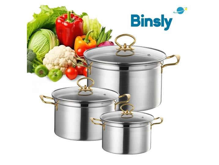 Ensemble de casseroles épaissies, marmites à soupe, faitouts avec couvercle en verre, acier inoxydable de qualité supérieure, ensemble de 6 casseroles compatibles avec l'induction