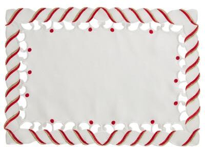 Saro Lifestyle Candy Cane Design Christmas Holiday Placemats (Set of 4)