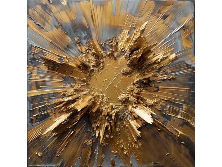 Queence Acrylglasbild Goldrush-Collection Goldener Wald, 70x70 cm Abstrakte Kunst, Baum mit Blättern, Brilliante Tiefenwirkung Hochglanz, Quadratisch, AGP01273
