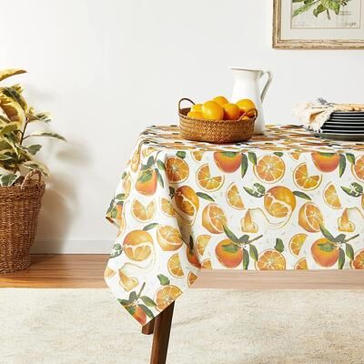 Violet Linen European Oranges Citrus Floral Pattern Tablecloth