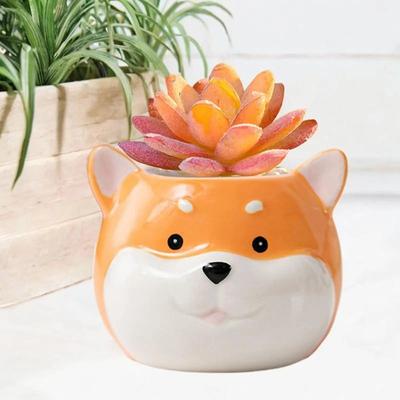 ModernMart Cute Ceramic Dog Flower Pot Cartoon Succulent Planter Decorative Indoor Plant Holder c