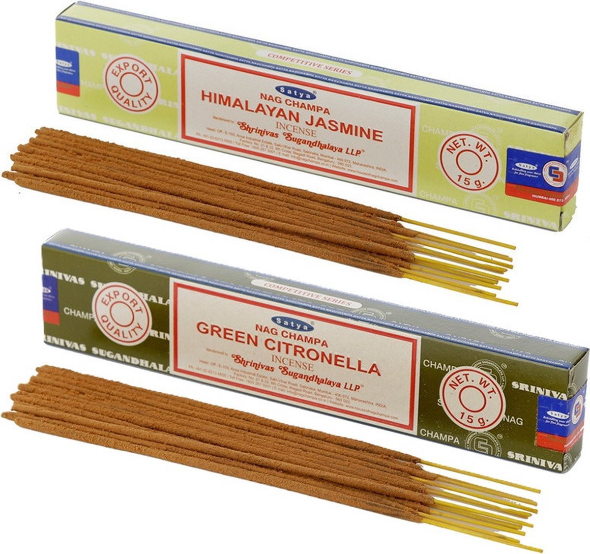 Satya Wierook Cadeauset met Jasmijn en Citronella Geurstokjes voor Meditatie